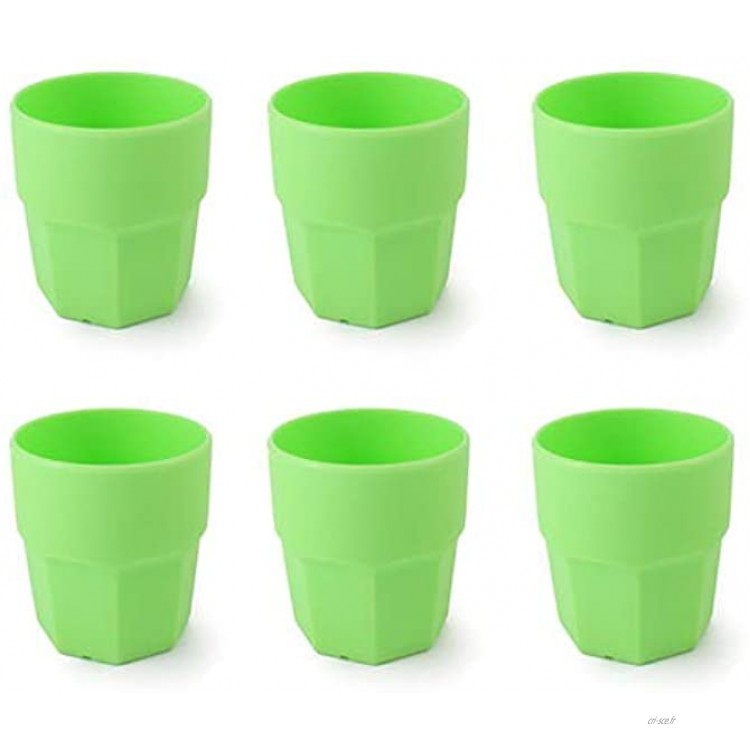Cartaffini Lot de 6 verres à eau en plastique polypropylène Vert 25 cl