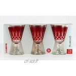 Cerve Lot de 3 verres à pied en verre à vin Design unique Fabriqué en Italie Rouge