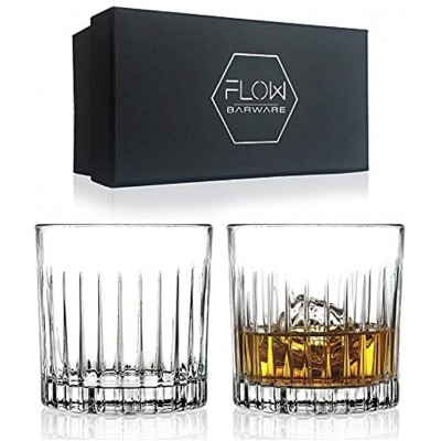 Ensemble de 2 verres à whisky en cristal déco verrerie en cristal pour Scotch Gin & Tonic Bourbon cocktails
