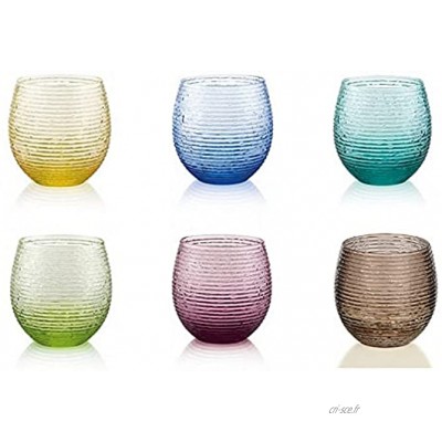 IVV Lot de 6 verres à eau à vin Transparent Multicolore Verre 25 cl