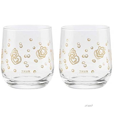 THUN Lot de 2 verres avec décorations dorées Noël Accessoires de cuisine Ligne Gold Icons verre or 24 carats Ø 8,7 cm
