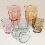 UNISHOP Lot de 6 verres de couleur pastel verres en verre multicolores lavables au lave-vaisselle 305 ml
