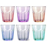 UNISHOP Lot de 6 verres de couleur pastel verres en verre multicolores lavables au lave-vaisselle 305 ml