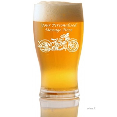 Gravure personnalisée jusqu'à 20 caractères 1 pinte bière tulipe en verre avec Harley Davidson Design