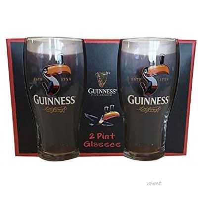 Guinness Toucan Lot de 2 verres à bière