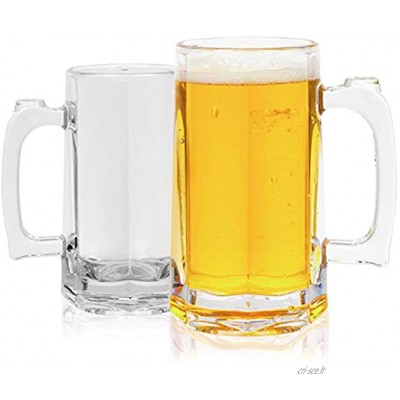 Lot de 2 verres à bière incassables de 500 ml Chope à bière pour les pique-niques les réunions de famille etc.