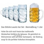 STÖLZLE LAUSITZ Oberglas Diamond chope 1l chope à bière originale I Oktoberfest I design moderne I lot de 6 pièces I lavable au lave-vaisselle I qualité allemande