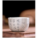 Bouddhiste Écriture d'argent Tasse à thé en argent 925 sterling à la main d'argent à thé d'argent tasse de thé tasse de thé Bowl