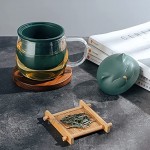 JIAQI Tasse à thé en verre en forme de chat avec infuseur et couvercle en céramique 350 ml