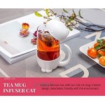 Tasse à thé avec couvercle infuseur Tasse à thé en verre chat mignon Tasse à infusion tasse à thé chat Cadeau 10.5 * 7.1 * 15.4cm,280ML Couleur aléatoire