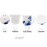 Tasse à thé en Porcelaine avec Couvercle et infuseur à Soucoupe Tasse à café Chinoise en céramique Jingdezhen Tasse à thé pour Bureau à Domicile Cadeau