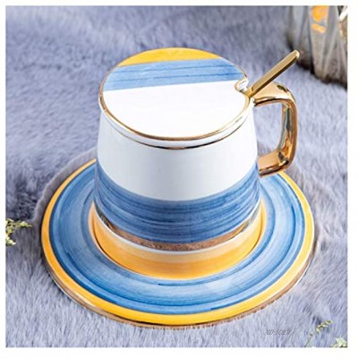 Tasse à Thé Petite tasse de luxe de style européen sous-allumé une tasse de céramique de céramique à deux couleurs peinte à la main avec couvercle et cuillère le premier choix pour les familles Tasse