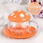 Tasses à thé en verre champignon avec filtre infuseur pour feuilles de thé en vrac résistant à la chaleur rose 290 ml orange