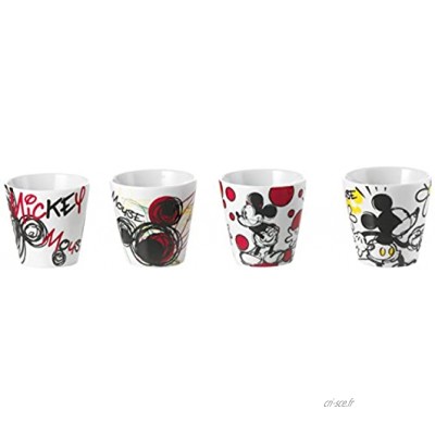Disney Mickey Mouse PWM83 4T Lot de 4 Petits Verres à café