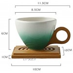 Hosoncovy Tasse à café avec assiette tasse à café en céramique avec sous-verre en bambou ensemble de tasse à thé pour café cacao thé vert