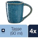 Leonardo Matera 018596 Lot de 4 tasses à expresso en grès Bleu 90 ml