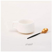 Mug Tasse à Café Coupes à expresso en porcelaine avec cuillère en métal 3.7 onces 110 millilitres céramique café tasse de café petite tasse à café avec poignée blanc Tasses à Expresso