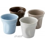Tasse à café 4 tasse imitation gobelet plié sans l'anse coffret tasses en céramique autocollantes de 4 coloris