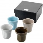Tasse à café 4 tasse imitation gobelet plié sans l'anse coffret tasses en céramique autocollantes de 4 coloris