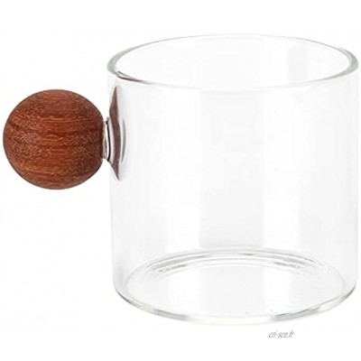 Tasses à café en verre avec poignée sphérique en bois tasses isolées réutilisables transparentes créatives et résistantes à la chaleur tasse en verre thermo transparent pour expresso dégager