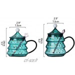 ZRJ Tasse Expresso Tasse Expresso Clear Christmas Christmas avec Couvercle Mugs for Restaurant Accueil Cadeau Tasse Color : Green2