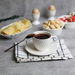Brand – Umi Tasses à café en porcelaine 12 pièces 200 ml 198,5 grammes Tasse à café en céramique Tasses à cappuccino blanc ivoire Ensemble de tasses et sous-tasses réutilisables Service de 6