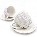 Brand – Umi Tasses à café en porcelaine 12 pièces 200 ml 198,5 grammes Tasse à café en céramique Tasses à cappuccino blanc ivoire Ensemble de tasses et sous-tasses réutilisables Service de 6