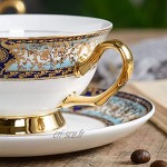 DERUKK-TY Tasses à thé et soucoupes à café en céramique Lot de 2 Tasses à café Vintage Ensembles Cadeaux Tasse à thé et Soucoupe à Cappuccino 200 ML