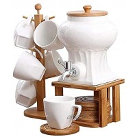 Ensemble de 8 tasses à café et soucoupes en céramique avec porte-gobelet en bambou et assiette à café avec robinet tasse à thé et soucoupe cadeau