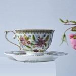 Ensemble tasse à thé et soucoupe en porcelaine fine Motif fleurs rouges 200 ml