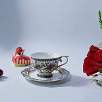 Ensemble tasse à thé et soucoupe en porcelaine fine Motif fleurs rouges 200 ml