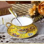 Ensemble tasse à thé et soucoupes en porcelaine fine avec soucoupe assortie Jaune émaillé 200 ml