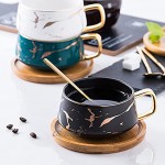 LTXDJ Ensemble de tasses à café et à thé motif marbre tasse à café et soucoupe tasses à café en céramique tasses à thé tasses à café pour le petit-déjeuner la cuisine