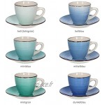 MamboCat Blue Curacao I Ensemble de 12 Tasses à café et thé 6 Personnes avec soucoupes et Design Abstrait Peint à la Main