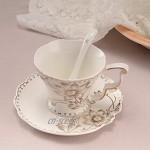 Pfedxoon Ensemble tasse à thé et soucoupe en porcelaine anglaise avec bordure dorée comprend une cuillère en métal une tasse et une soucoupe en porcelaine 200 ml tasse et soucoupe