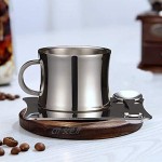 Pfedxoon tasse à expresso en acier inoxydable avec soucoupe et cuillère ensemble de tasses à café comprenant 80ml
