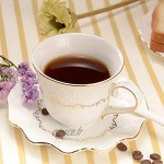 Pfedxoon Tasse à thé et soucoupe cuillère tasse à café latte cappuccino tasse à thé blanche tasse à café britannique service à thé en porcelaine tasse à expresso tasse blanche ..