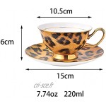 SMSOM Bone China Tea Cupe de thé et Soucoupe Ensemble de thé de décoration léopard China Chine Tasse à café thé for Adultes Amis Femmes Hommes