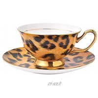 SMSOM Bone China Tea Cupe de thé et Soucoupe Ensemble de thé de décoration léopard China Chine Tasse à café thé for Adultes Amis Femmes Hommes