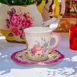 Talking Tables Truly Scrumptious Service à Thé en Carton Tasses à Motif Floral Vintage avec Anses et Soucoupes