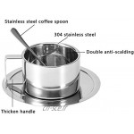 Tasse à café surface lisse tasse à café à double paroi en acier inoxydable 3 pièces ensemble tasse à café cuillère soucoupe ensemble pour les rassemblements de famille rassemblements