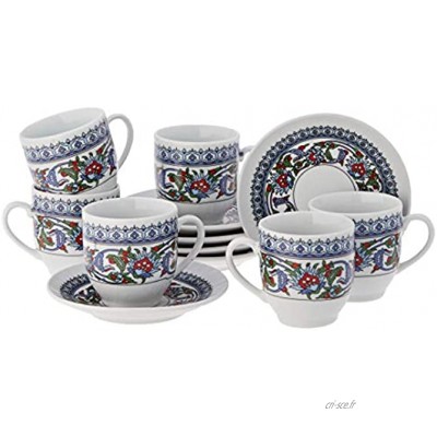 The Turkish Emporium 12 ps. Café turc porcelaine Tasse à café et soucoupe Design Topkapi