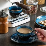 vancasso Série Starry Service à Café Thé en Céramique,Assiette Dessert + Ensemble de Tasse et Soucoupe 260ml- Style Impresionniste