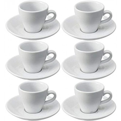 Viva Haushaltswaren Lot de 6 Tasses à café Expresso avec sous Tasses en Porcelaine Blanche