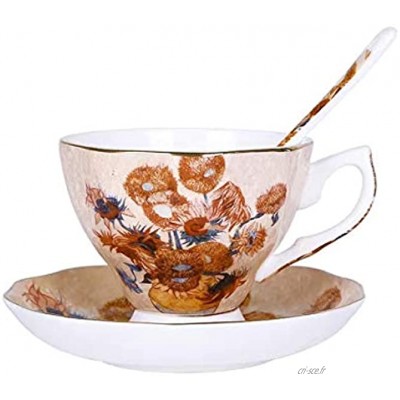 VRBELNI Ensemble de tasses à café Vidsel ensembles de tasses à thé et soucoupes à thème Van Gogh Works utilisé pour le latte le cappuccino le thé Tournesol tasses ， assiettes cuillères