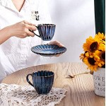 WECDS Service à thé avec théière Ensembles de thé en Porcelaine pour Adultes Ensemble de thé de l'après-midi Tasse à café et Soucoupe de 2 Ensembles de Tasses à café Bleu Vintage