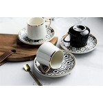 Wyxy Tasse à café en céramique de Style Turc de 6 pièces avec 6 Tasses et 6 Plats Ensemble de Tasse à thé et Soucoupe l'après-midi ， Ensemble de Tasse à café et Soucoupe en céramique