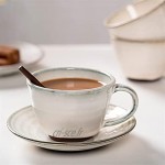 XDYNJYNL Coupe de café en céramique et ensemble de soucoupe vintage 6.76oz 200 ml de grandes tasses de cappuccino avec poignée couple tasse tasse de tasses de verre buvant des lunettes mecshake mug