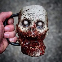 DERMASENS Tasses à café macabres Tasse-Tasse à bière de Style crâne crâne Squelette Tasse d'eau tête de Zombie Horreur 3D avec des Motifs réalistes effrayants pour Halloween Zombi Blanc