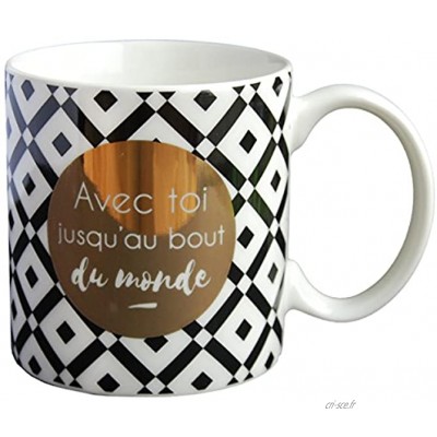 Draeger Mug Original Tasse À Thé à offrir en cadeau à vos proches Tasse À Café en porcelaine fine 350 ml 8 cm de diamètre x 8,5 cm de hauteur Jusqu'au bout du monde